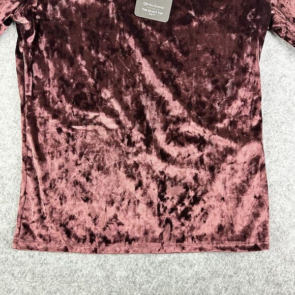 Levis Bodega Top Women L Brown Velvet Velour Slim Effortless Y2K Long Sleeve NEW - Picture 4 of 16